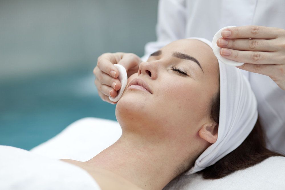 Patient receiving facial procedure