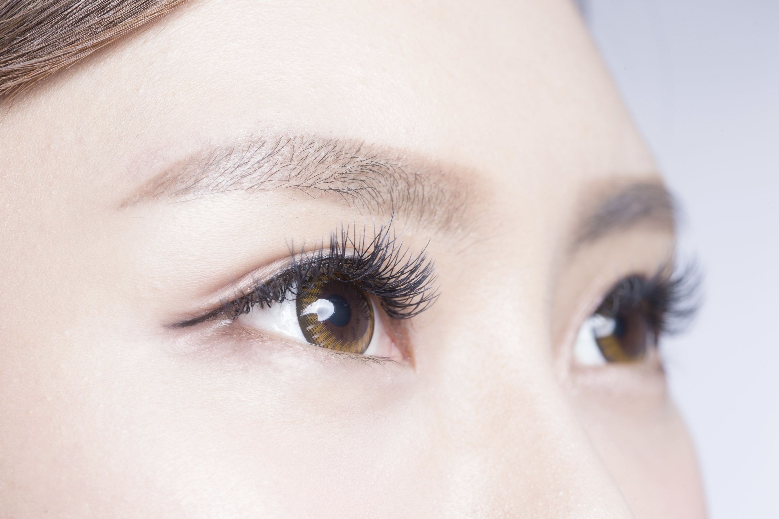 caucasian woman brown eyes eyelashes